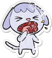 distressed sticker of a cute cartoon dog barking vector