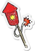 retro distressed sticker of a cartoon firework with burning fuse vector