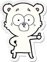 sticker of a nervous polar bear cartoon vector