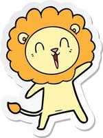 sticker of a laughing lion cartoon vector