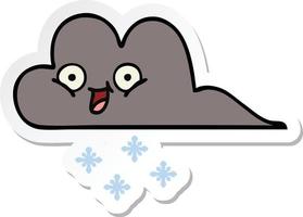 sticker of a cute cartoon storm snow cloud vector