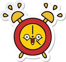 sticker of a cute cartoon alarm clock vector