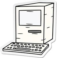 sticker cartoon doodle of a computer and keyboard vector