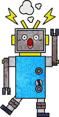 retro grunge texture cartoon malfunctioning robot