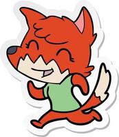 sticker of a happy cartoon fox vector