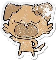 distressed sticker of a cute cartoon dog vector