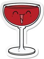 sticker of a cartoon glass of wine vector