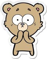 sticker of a worried bear cartoon vector