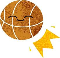 retro illustration style cartoon basketball vector