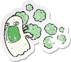 retro distressed sticker of a cartoon ghost vector