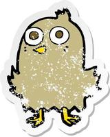 retro distressed sticker of a funny cartoon bird vector