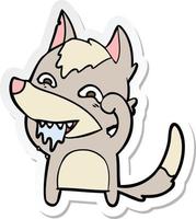 sticker of a cartoon hungry wolf vector