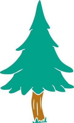 cartoon doodle of woodland pine trees