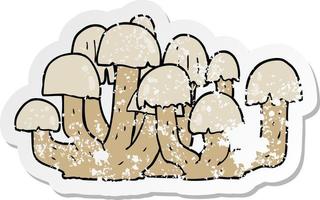 distressed sticker of a cartoon mushroom vector