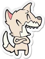 sticker of a laughing fox cartoon vector