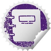 distressed circular peeling sticker symbol note book vector