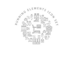 Running elements icon set design on white background. vector