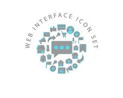 Web interface icon set design on white background. vector