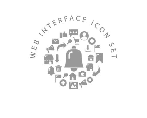 Web interface icon set design on white background.