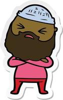 sticker of a cartoon man with beard vector