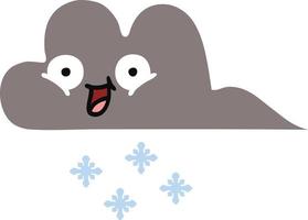 flat color retro cartoon storm snow cloud vector