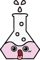 cute cartoon science beaker vector