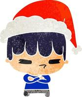 christmas retro cartoon of kawaii boy vector