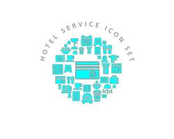 diseño de conjunto de iconos de servicio de hotel sobre fondo blanco