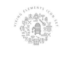 Viking elements icon set design on white background vector