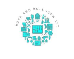 Rock and roll icon set design on white background. vector