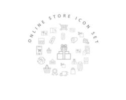 Online store icon set design on white background. vector