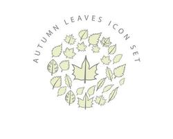 Autumn leaves icon set design on white background. vector