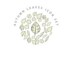 Autumn leaves icon set design on white background. vector