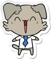 sticker of a happy office dog cartoon vector