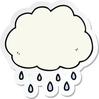 sticker of a cartoon rain cloud vector