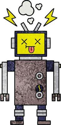 retro grunge texture cartoon malfunctioning robot