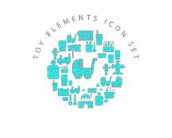 Toy elements icon set design on white background. vector