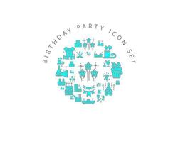 Birthday party  icon set design on white background.