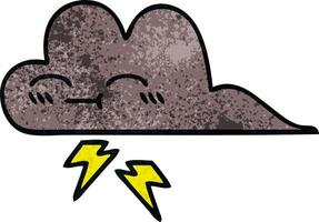 retro grunge texture cartoon storm cloud vector