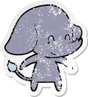 distressed sticker of a cute cartoon elephant vector