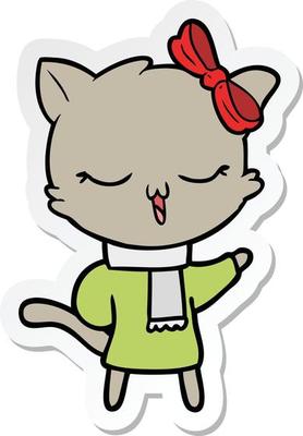sticker of a cartoon cat with bow on head