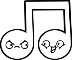 line drawing cartoon musical note vector