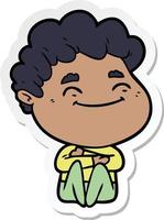 sticker of a cartoon friendly man vector