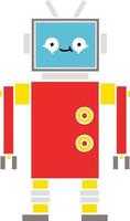 flat color retro cartoon robot vector