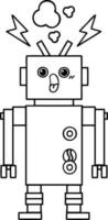 line drawing cartoon robot malfunction vector