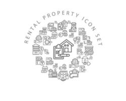 Rental Property Flat icon set design. vector