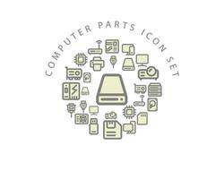 Computer parts icon set design on white background. vector