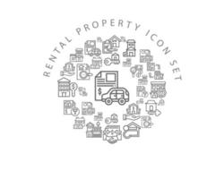 Rental Property Flat icon set design. vector