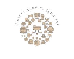 Digital service icon set design on white background. vector