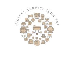 diseño de conjunto de iconos de servicio digital sobre fondo blanco. vector